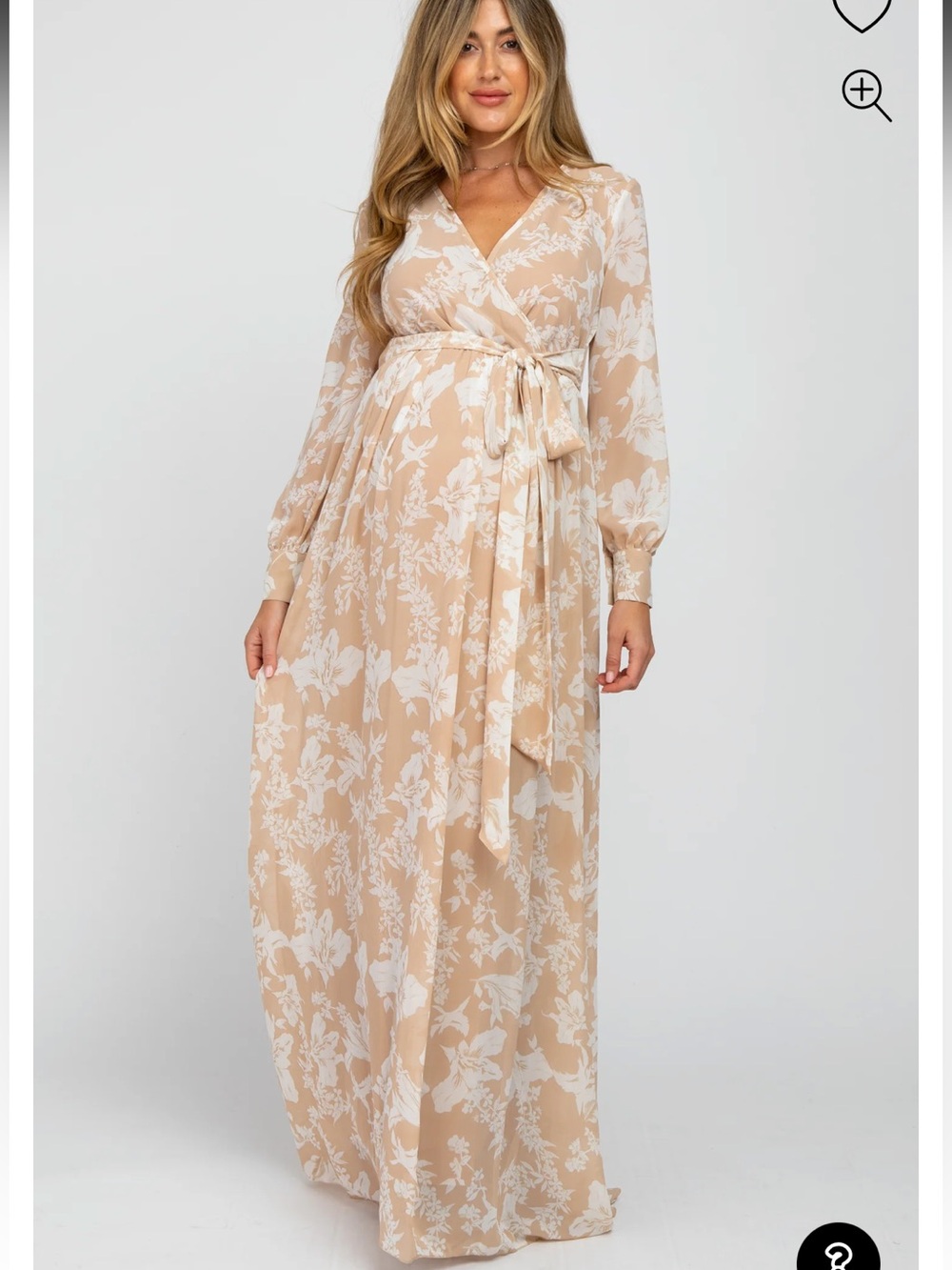 Pinkblush Beige and White Floral Wrap Maxi Dress